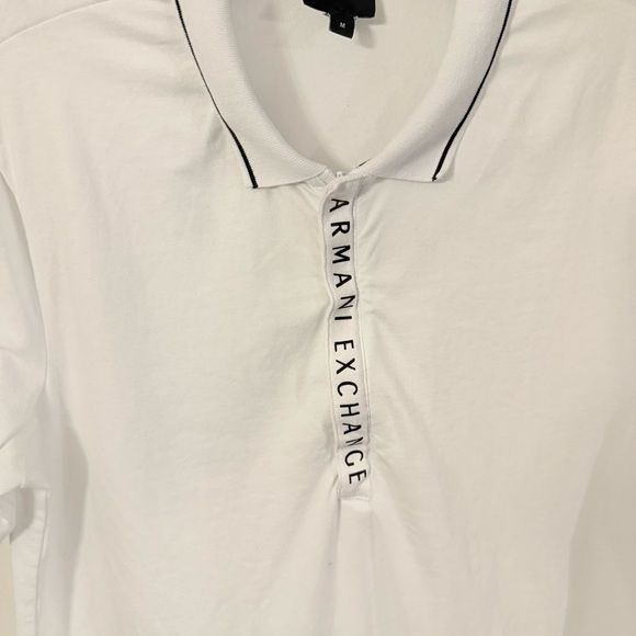 Armani Exchange Men’s Polo Shirt White Cotton Spandex Zip Close Sz M - Picture 4 of 14